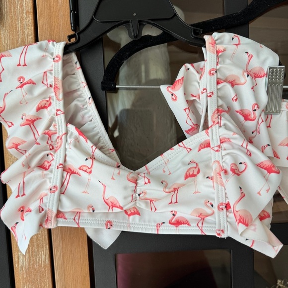 Janie & Jack toddler bikini set Recycled Flamingo Ruffle 2-Piece Swimsuit print - Picture 2 of 9